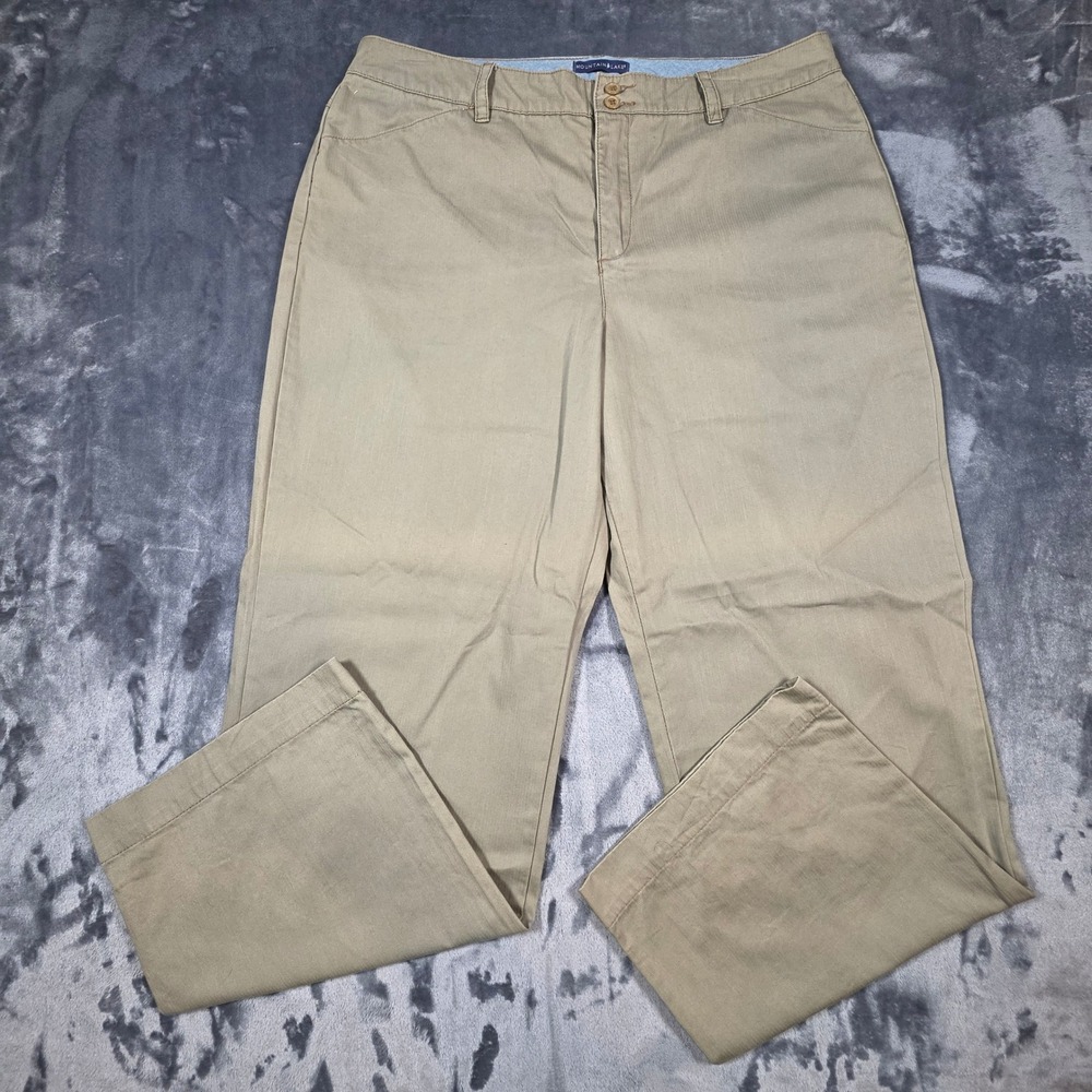 Mountain Lake Khaki Pants Womens 16 Tan Cotton Herringbone Straight Leg Trousers